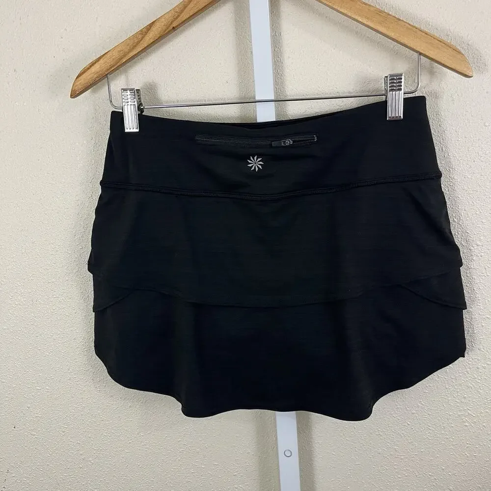 Athleta Swagger Layered Skort Women’s Small Ruffle Running Tennis Black